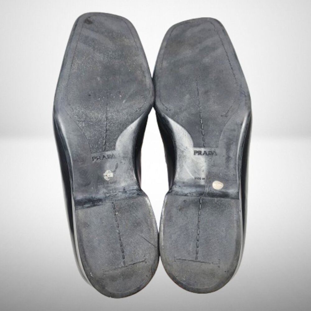 Prada Brushed Leather Triangle Logo Loafers Size: 8.5 - Picture 16 of 16